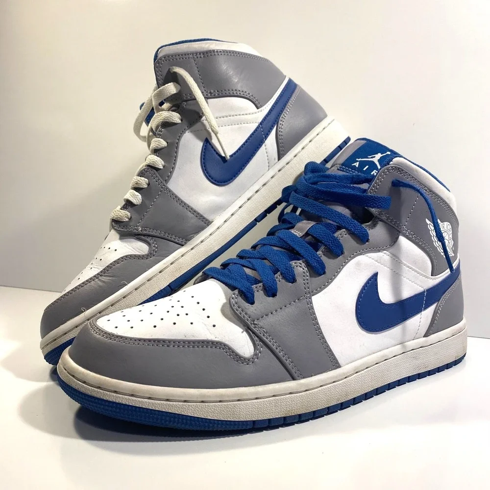Nike Mens  Size 11 Air Jordan 1 Mid Cement True Blue Mid Top DQ8426-014